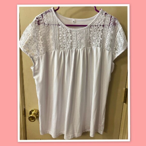 Women White Cap Sleeve Top - Size 2XL - White - Picture 1 of 2